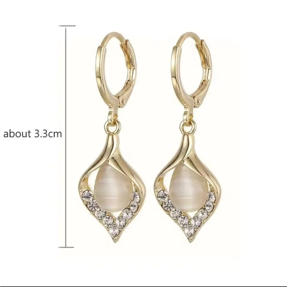 New! Gold and Pearl Drop Earrings unique